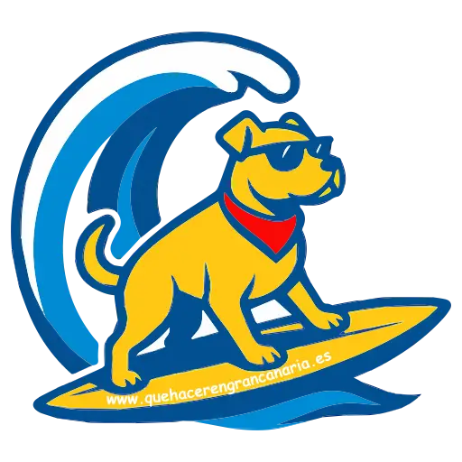 Logo de Que hacer en Gran Canaria, perro surfero